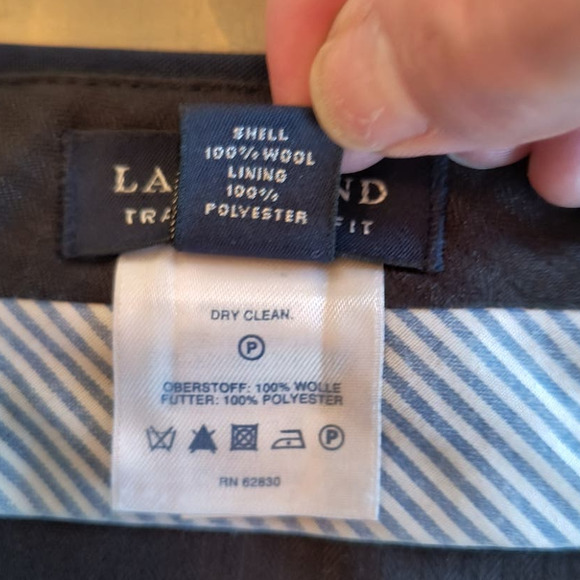 Lands End Pleated Dress Pants Men's Sz 36 L 100% Wool Navy Blue Traditional Fit - Picture 4 of 14